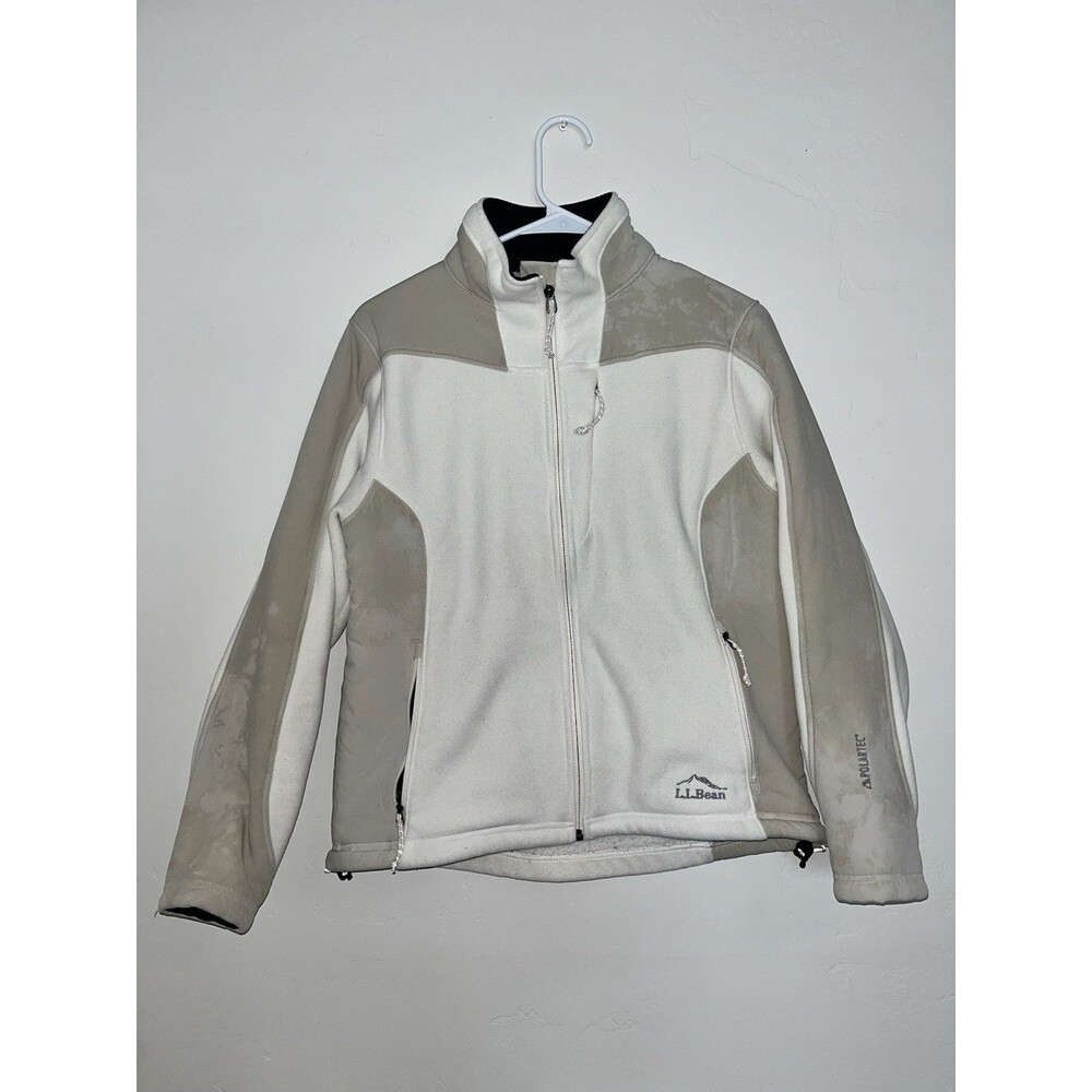 L.L.Bean Women's Colorblock Full Zip Jacket White/Beige Size M Regular